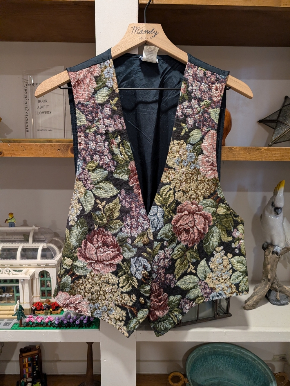 Vintage 90s Floral Blossom Tapestry Button Vest Size XL